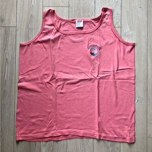 Vintage Anvil Single Stitched Wind Jammer Embroidered Tank Top in Coral Pink L